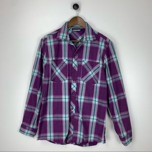 The Hundreds Purple Plaid Long Sleeve Button Up Shirt Men’s Medium Long Sleeve